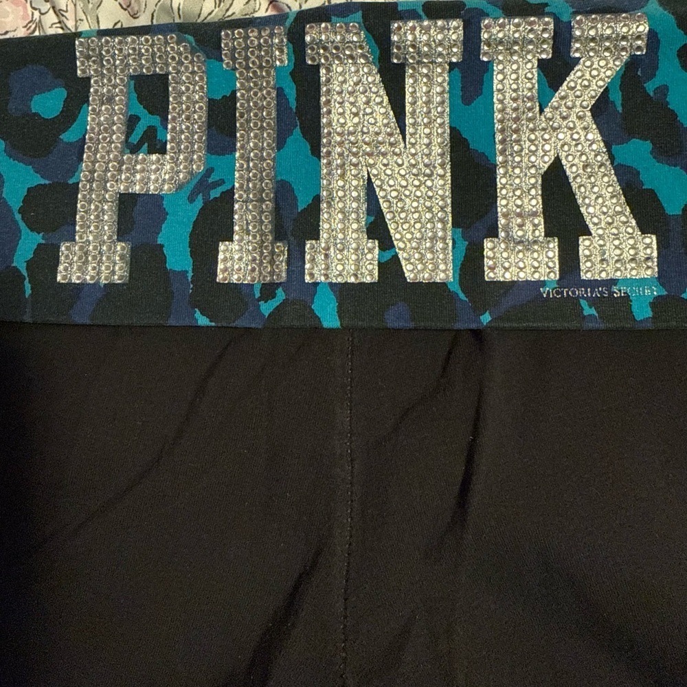 PINK Victoria's Secret Teal and Black leopard Leggings Xs - Picture 5 of 5